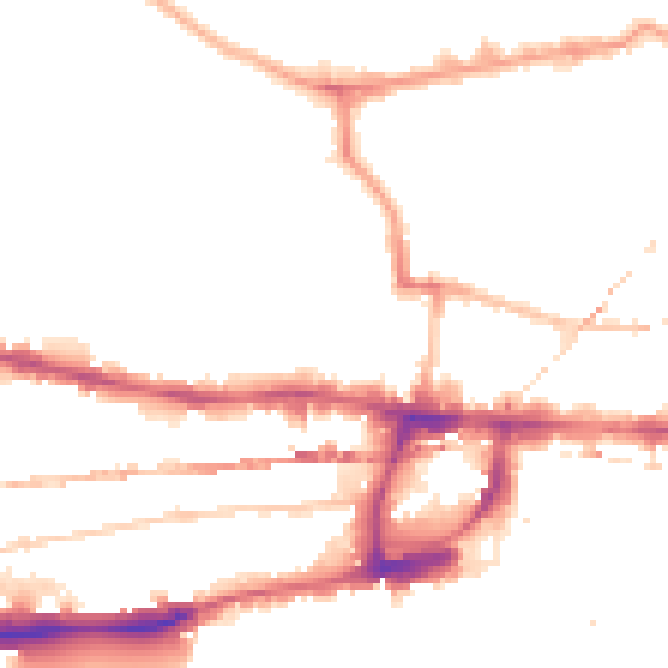 Night-time road noise heatmap for E1 0NB