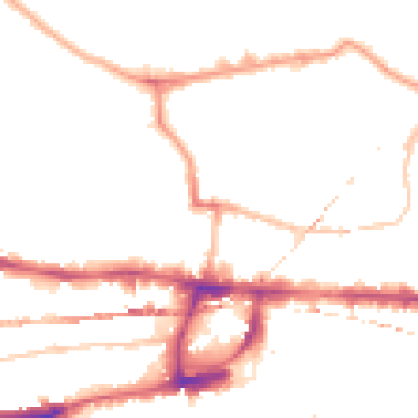 Night-time road noise heatmap for E1 0NJ