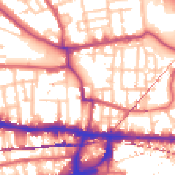 Daytime road noise heatmap for E1 0NN