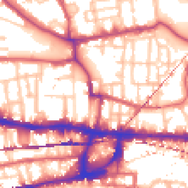 Daytime road noise heatmap for E1 0NT