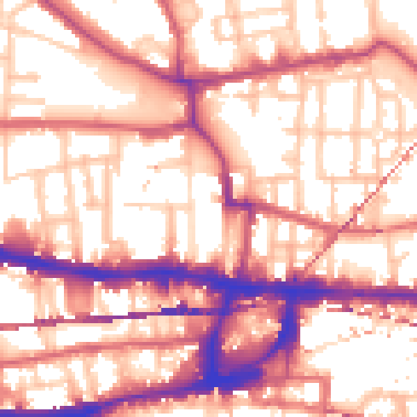 Daytime road noise heatmap for E1 0NU
