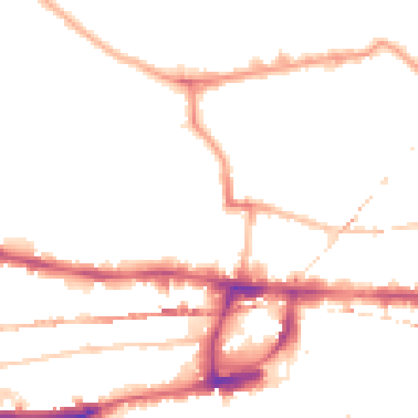 Night-time road noise heatmap for E1 0NU