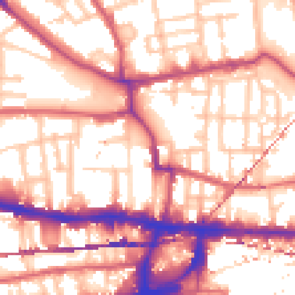 Daytime road noise heatmap for E1 0NX
