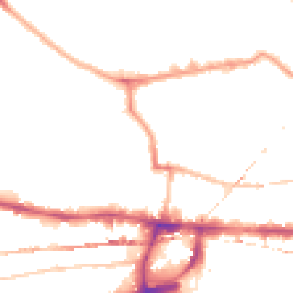 Night-time road noise heatmap for E1 0NX
