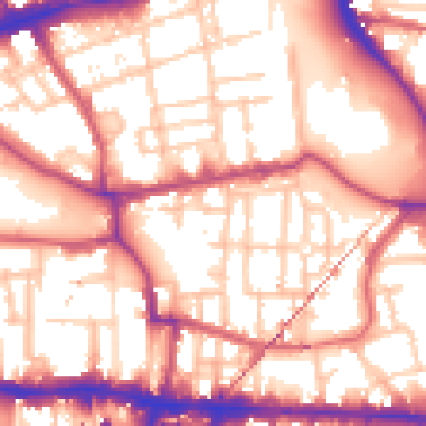 Daytime road noise heatmap for E1 0NY