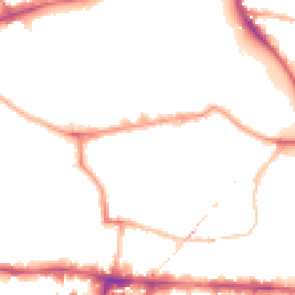 Night-time road noise heatmap for E1 0NY