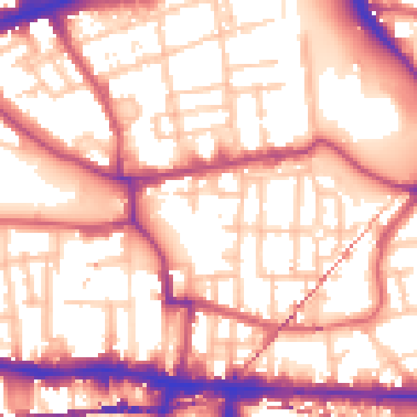 Daytime road noise heatmap for E1 0NZ