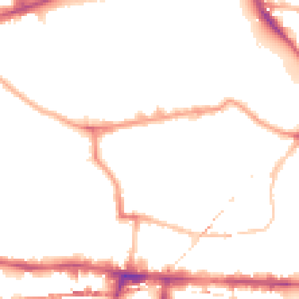Night-time road noise heatmap for E1 0NZ