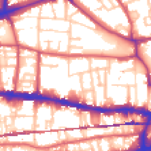 Daytime road noise heatmap for E1 0PB