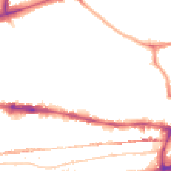 Night-time road noise heatmap for E1 0PB