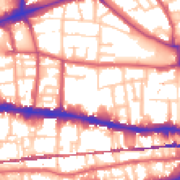 Daytime road noise heatmap for E1 0PD