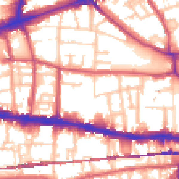 Daytime road noise heatmap for E1 0PE