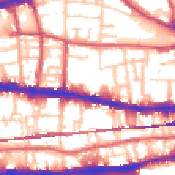 Daytime road noise heatmap for E1 0PH