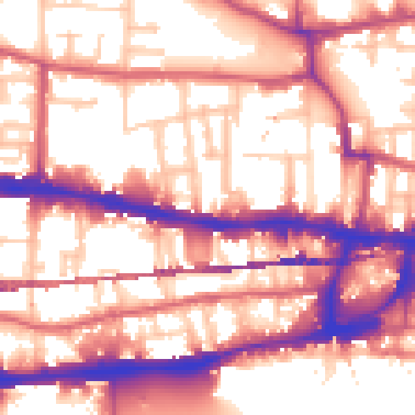 Daytime road noise heatmap for E1 0PR