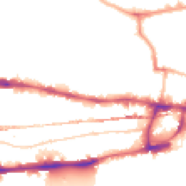 Night-time road noise heatmap for E1 0PR