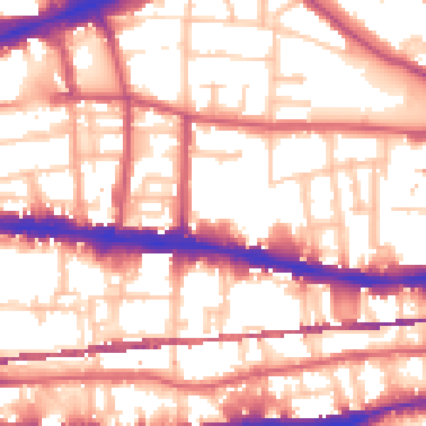 Daytime road noise heatmap for E1 0PX