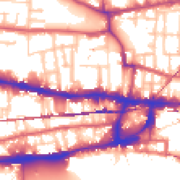 Daytime road noise heatmap for E1 0QA