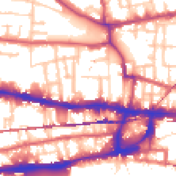 Daytime road noise heatmap for E1 0QD