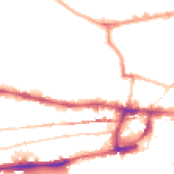 Night-time road noise heatmap for E1 0QD