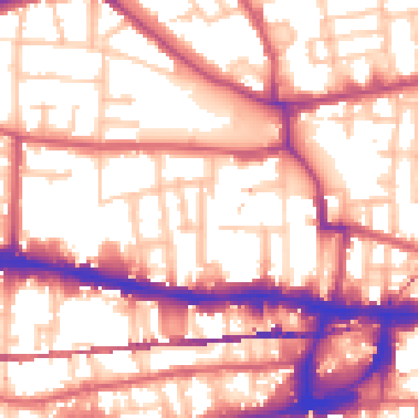 Daytime road noise heatmap for E1 0QE