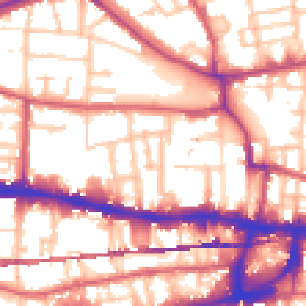 Daytime road noise heatmap for E1 0QQ