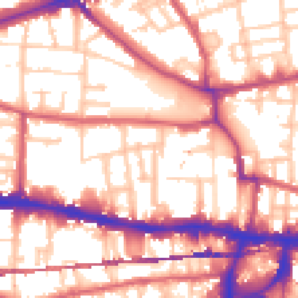 Daytime road noise heatmap for E1 0QW