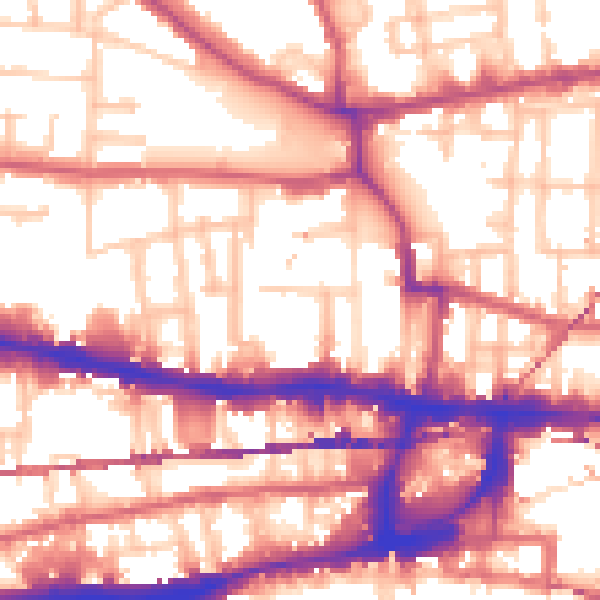 Daytime road noise heatmap for E1 0RE