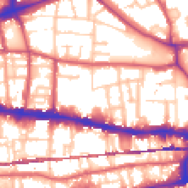 Daytime road noise heatmap for E1 0SE