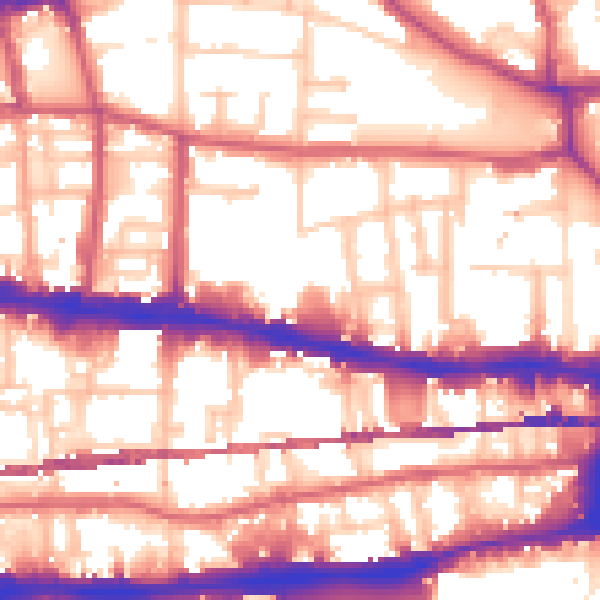 Daytime road noise heatmap for E1 0SQ