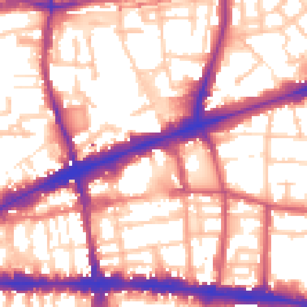 Daytime road noise heatmap for E1 1BA