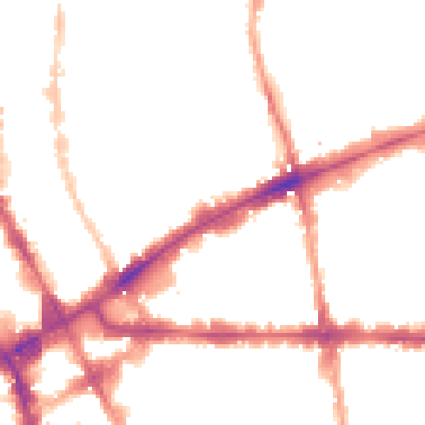 Night-time road noise heatmap for E1 1DT