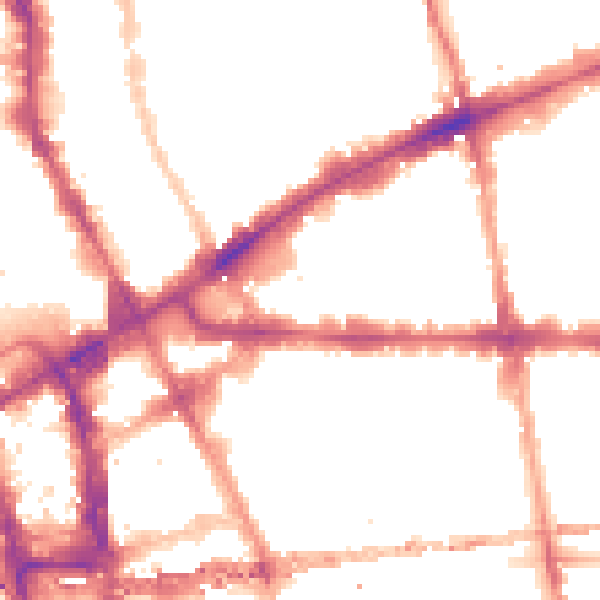 Night-time road noise heatmap for E1 1EG