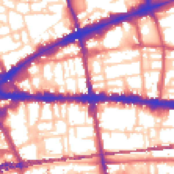 Daytime road noise heatmap for E1 1HE