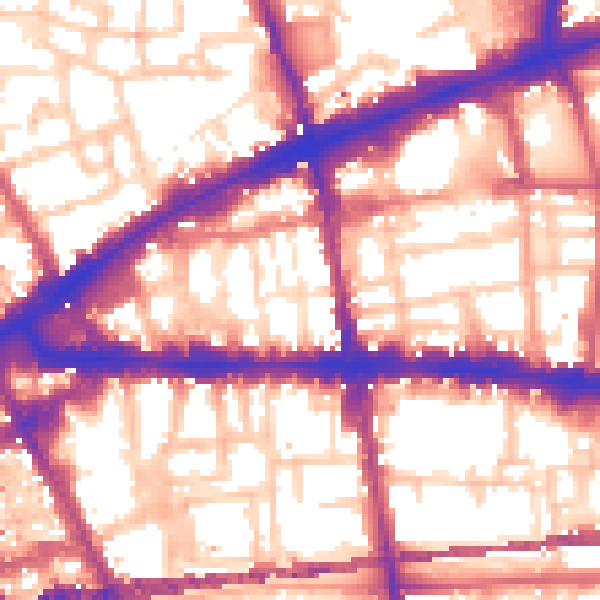 Daytime road noise heatmap for E1 1HS