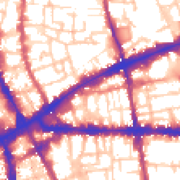 Daytime road noise heatmap for E1 1JU