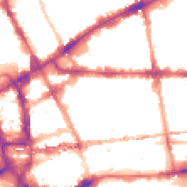 Night-time road noise heatmap for E1 1LR
