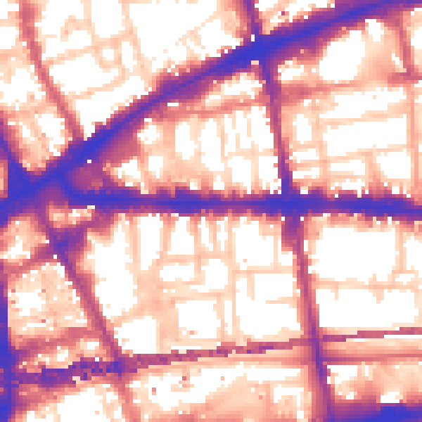 Daytime road noise heatmap for E1 1NU