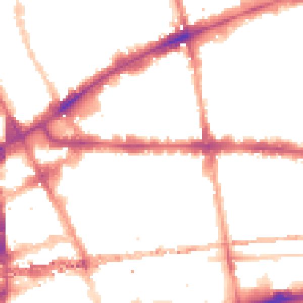 Night-time road noise heatmap for E1 1NU