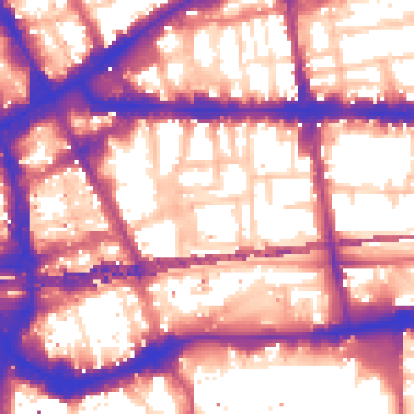 Daytime road noise heatmap for E1 1PE
