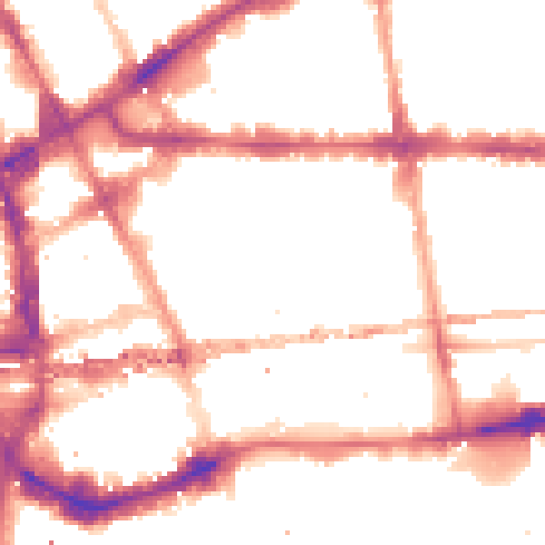 Night-time road noise heatmap for E1 1PE
