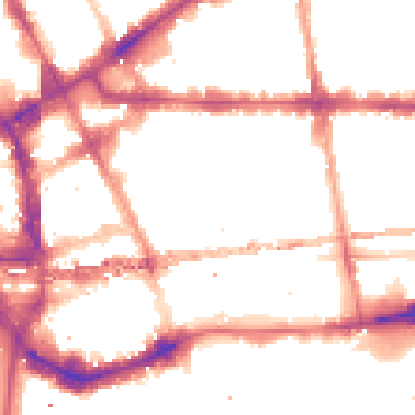 Night-time road noise heatmap for E1 1PF