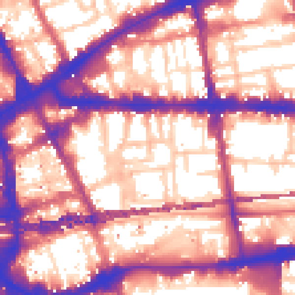 Daytime road noise heatmap for E1 1PP