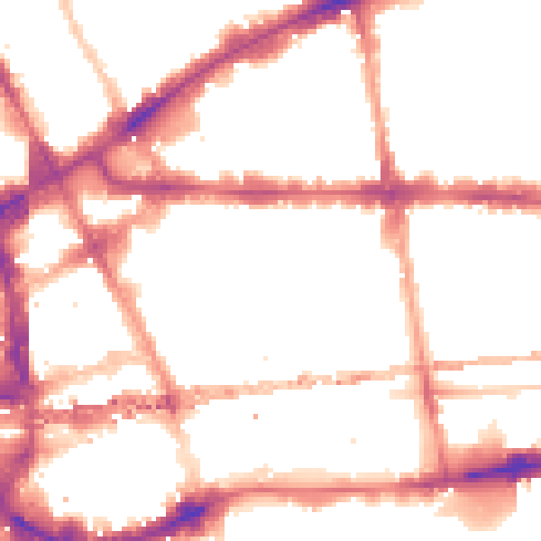 Night-time road noise heatmap for E1 1PP