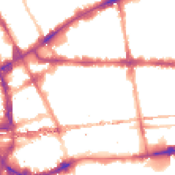 Night-time road noise heatmap for E1 1PR