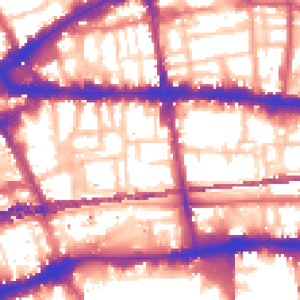 Daytime road noise heatmap for E1 1QF