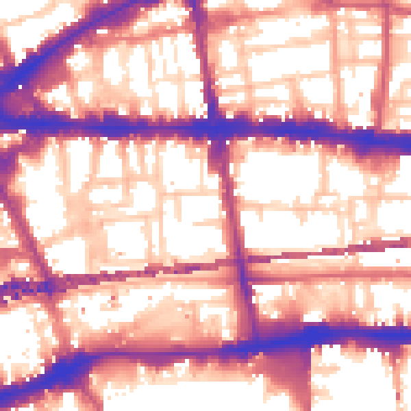 Daytime road noise heatmap for E1 1QW