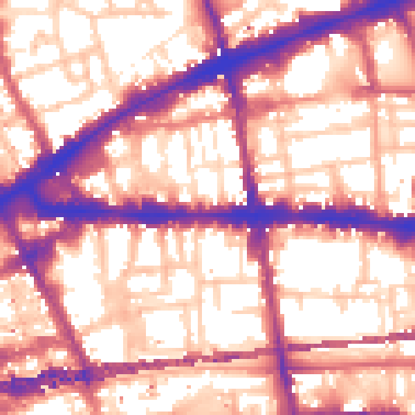 Daytime road noise heatmap for E1 1RD