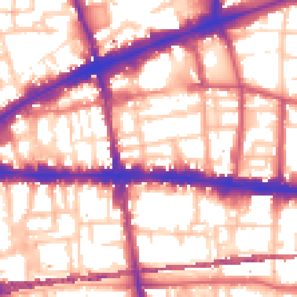 Daytime road noise heatmap for E1 2AS