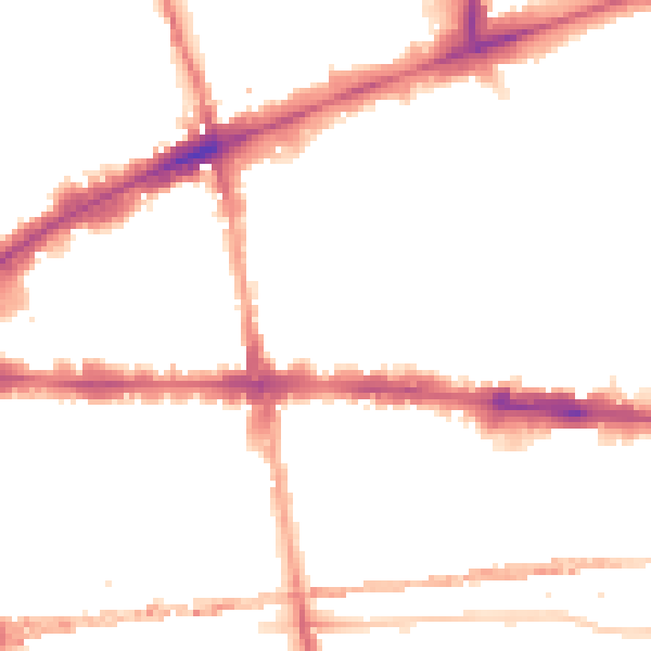 Night-time road noise heatmap for E1 2AS