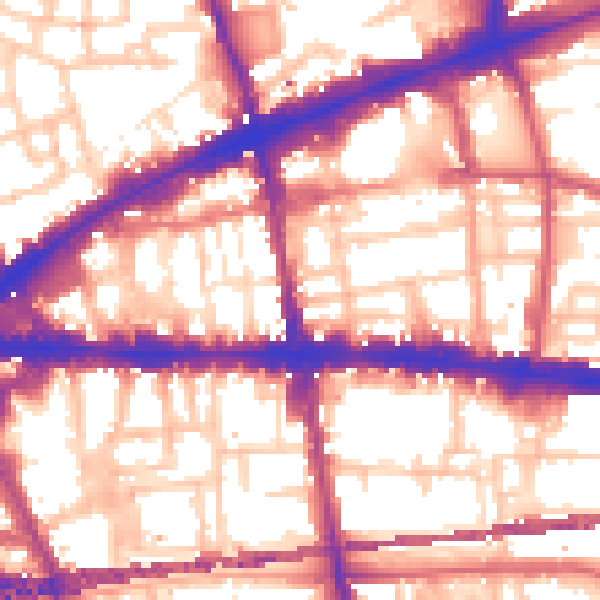 Daytime road noise heatmap for E1 2AX